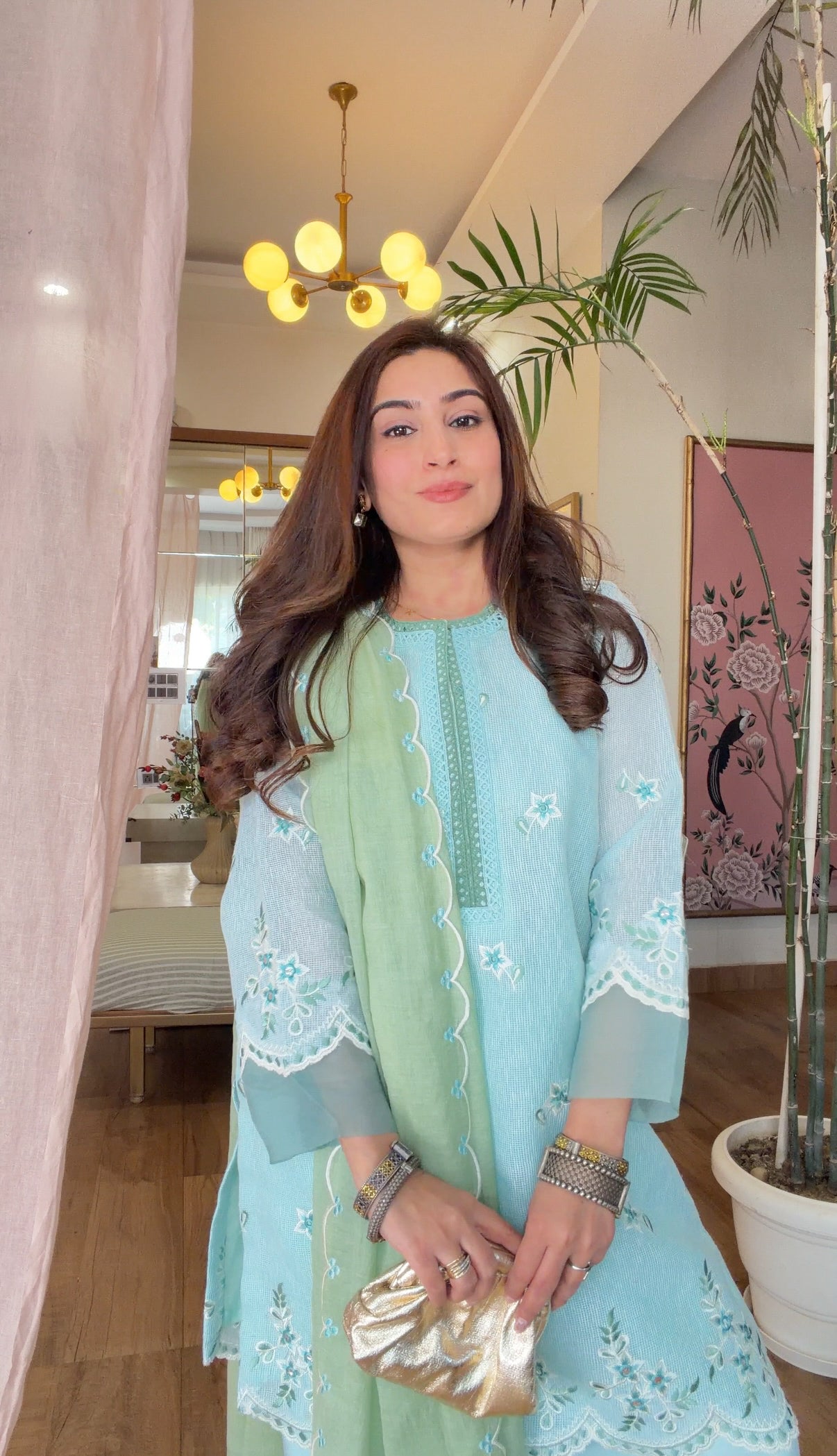 Powder Blue Embroidered Kurta Set