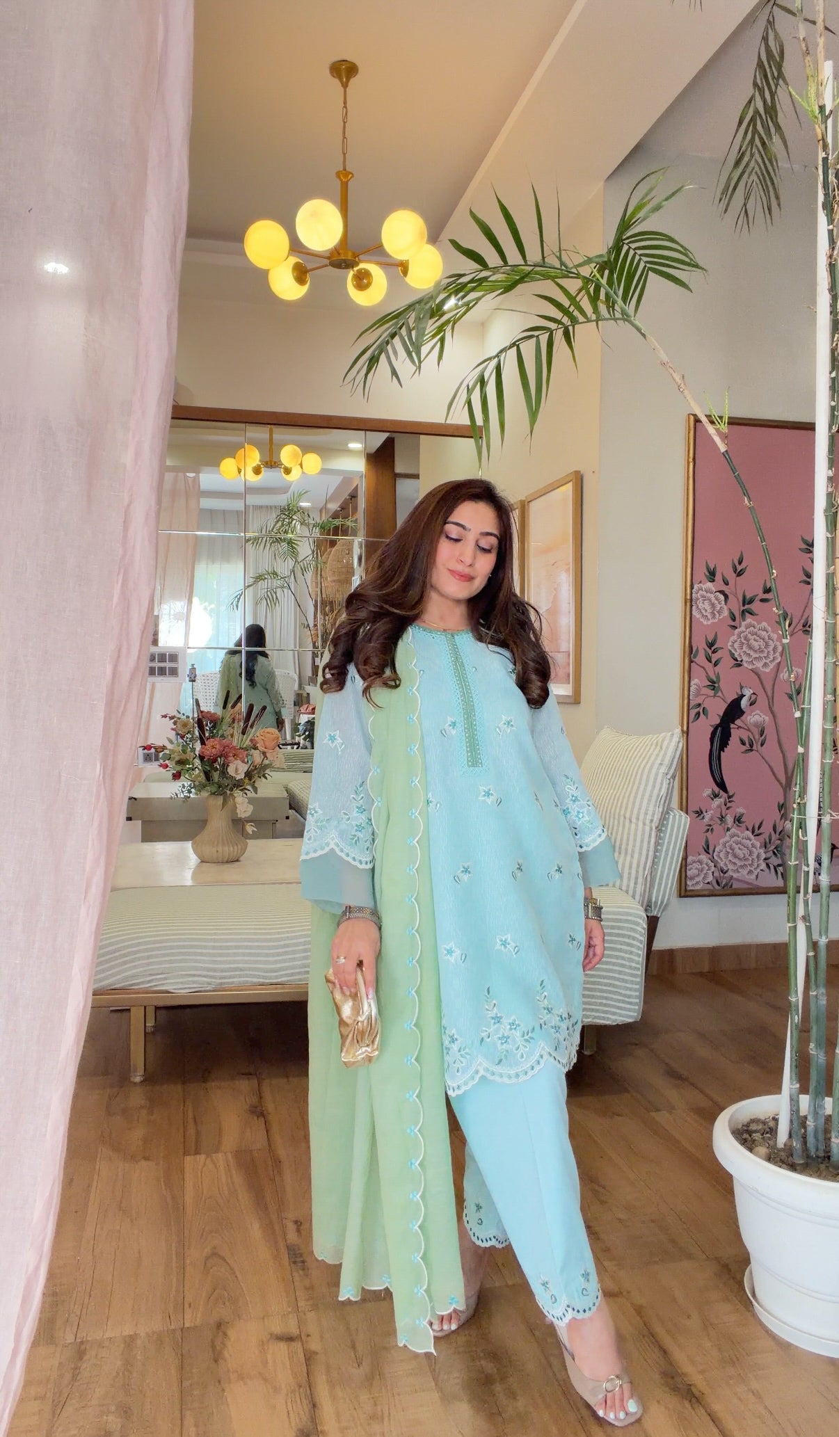 Powder Blue Embroidered Kurta Set