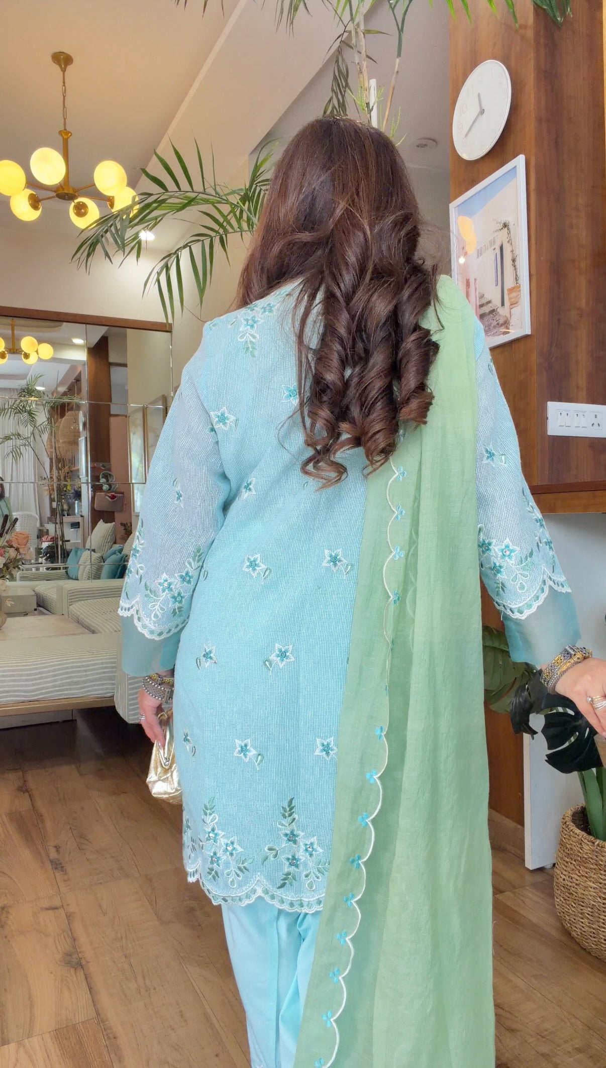 Powder Blue Embroidered Kurta Set