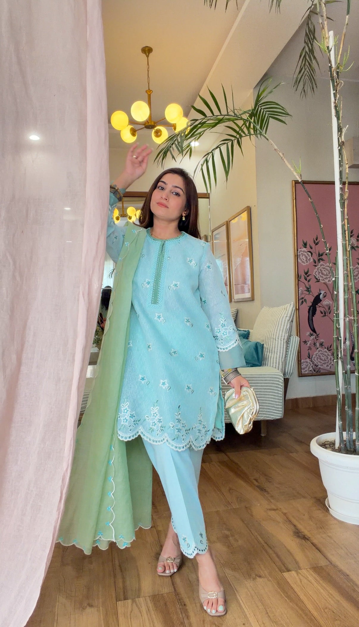 Powder Blue Embroidered Kurta Set