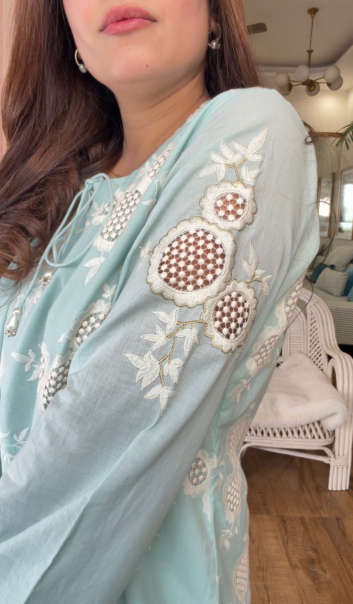 POWDER BLUE CUTWORK SET