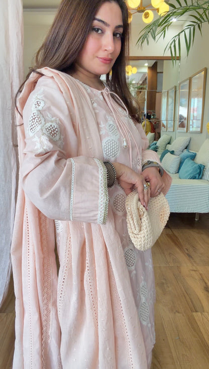 BLUSH PINK CUTWORK SET