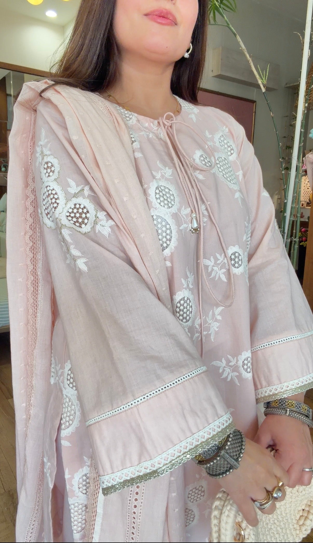 BLUSH PINK CUTWORK SET