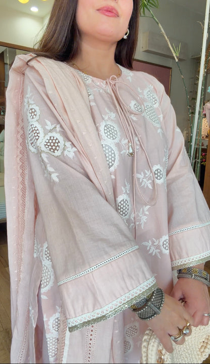 BLUSH PINK CUTWORK SET