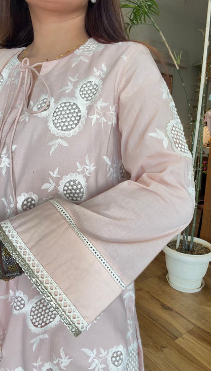 BLUSH PINK CUTWORK SET