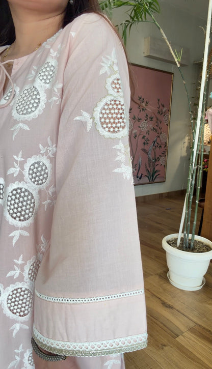 BLUSH PINK CUTWORK SET