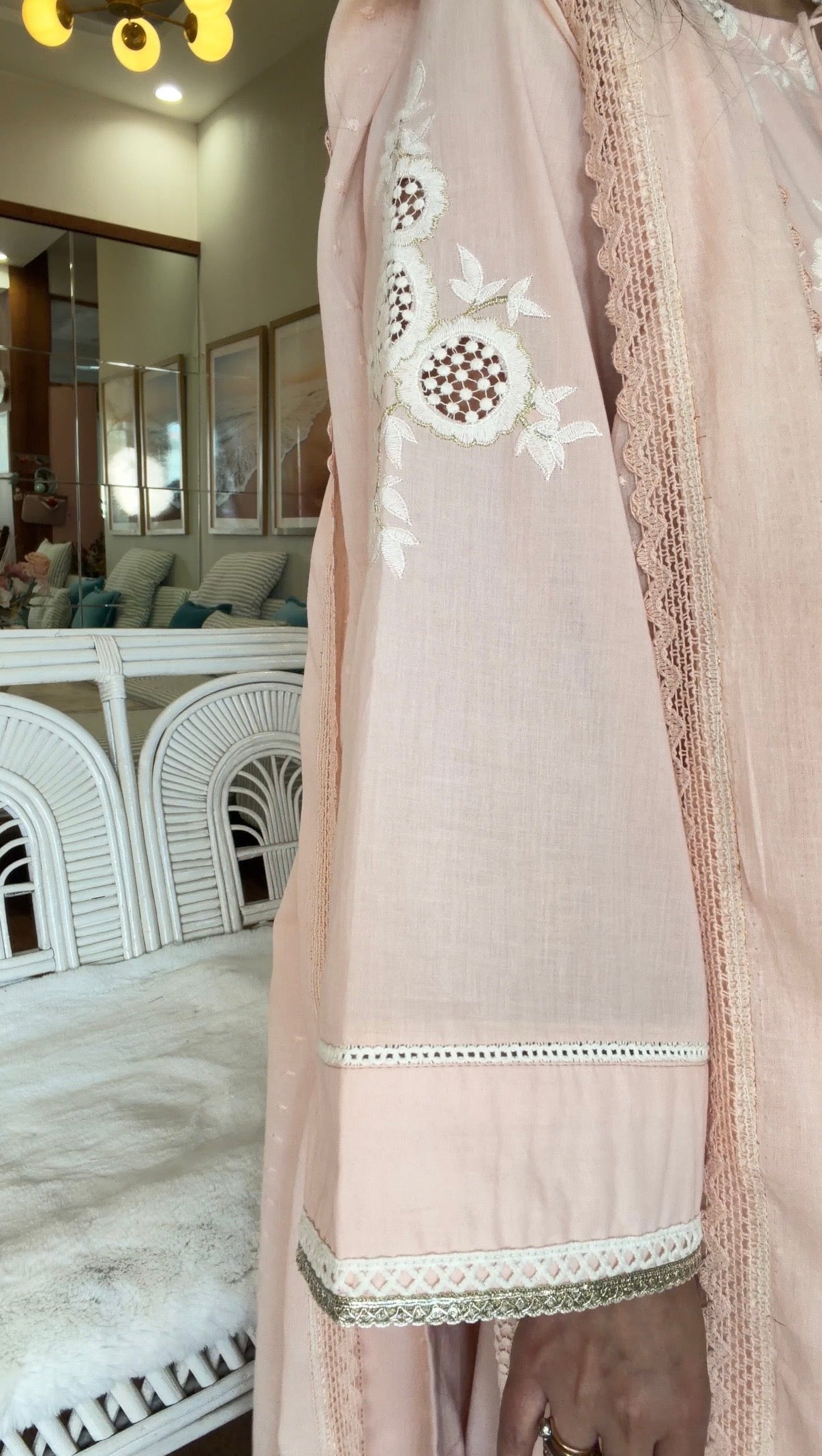 BLUSH PINK CUTWORK SET