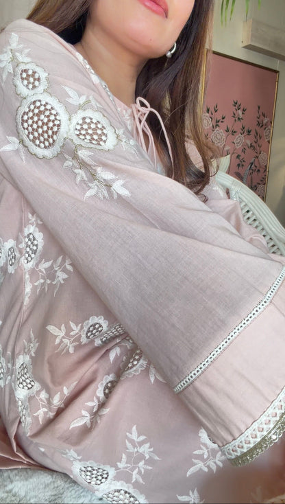 BLUSH PINK CUTWORK SET