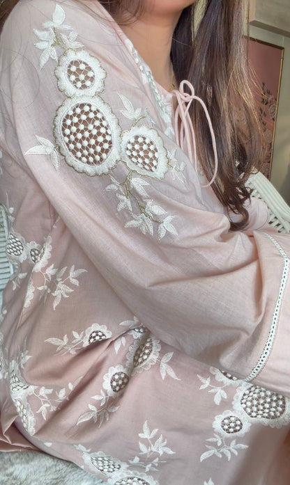 BLUSH PINK CUTWORK SET