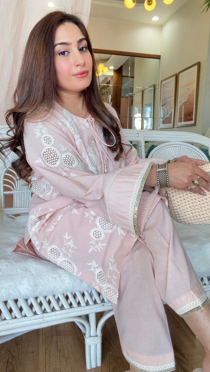 BLUSH PINK CUTWORK SET