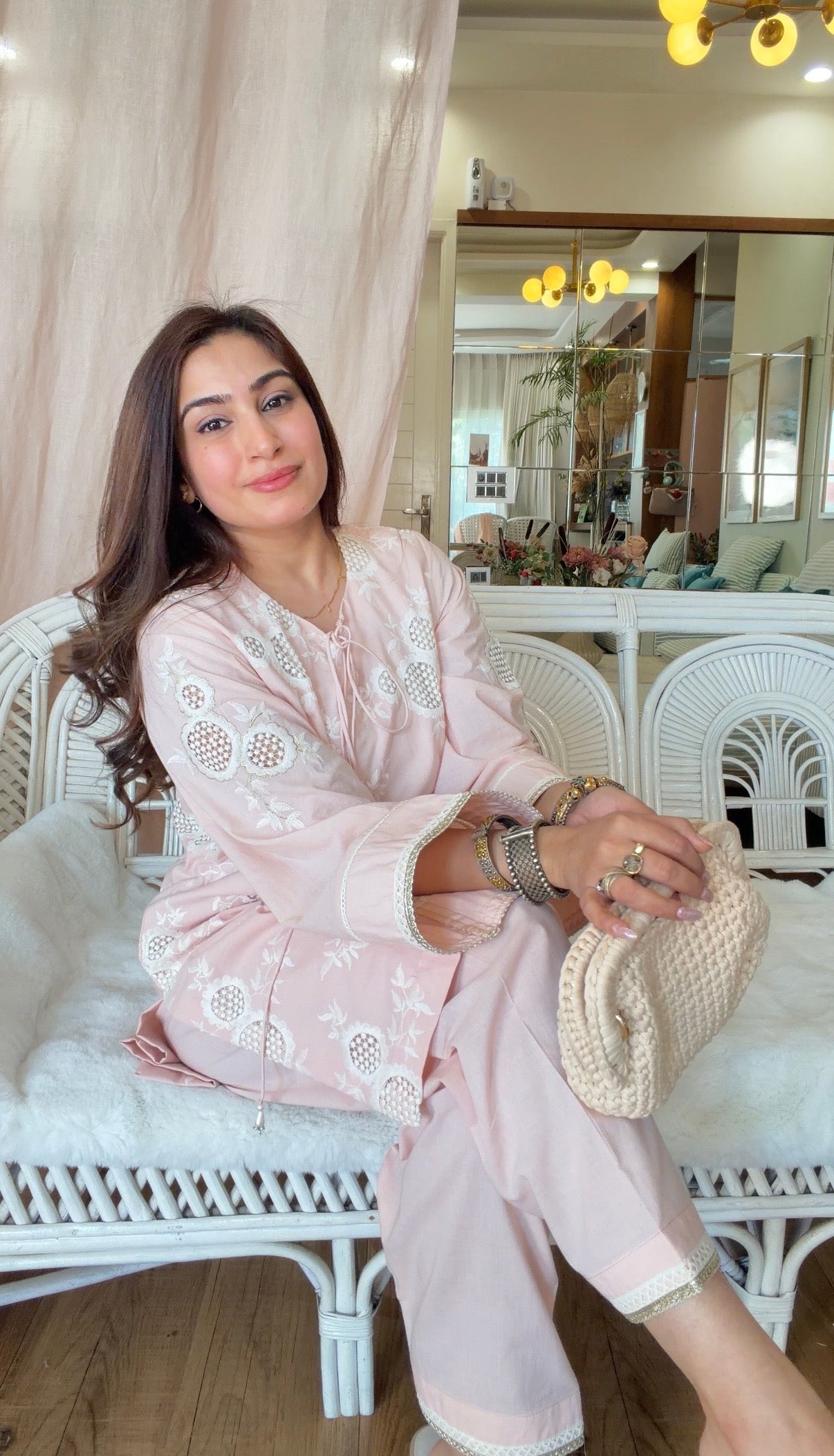 BLUSH PINK CUTWORK SET