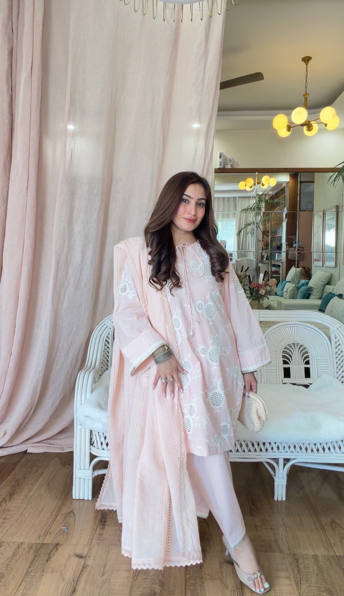 BLUSH PINK CUTWORK SET