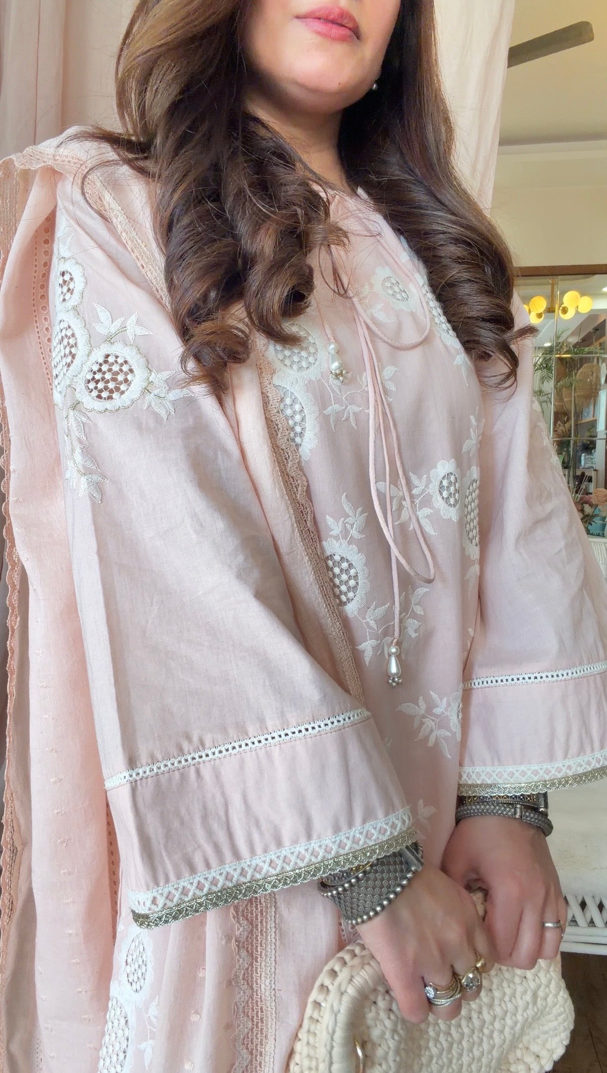 BLUSH PINK CUTWORK SET