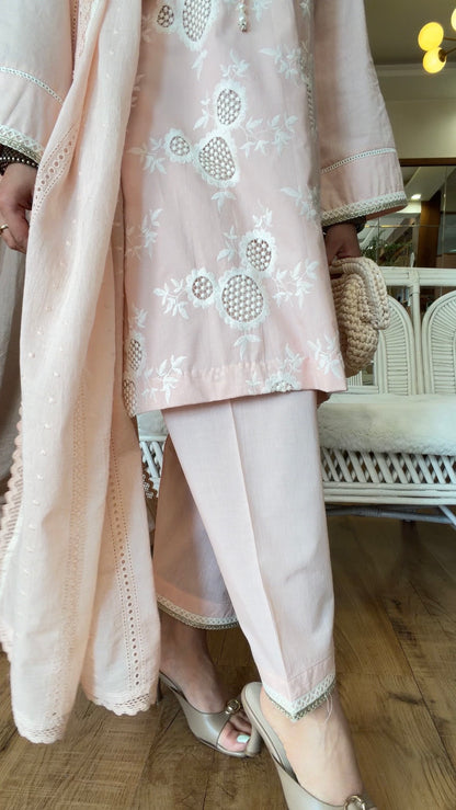 BLUSH PINK CUTWORK SET