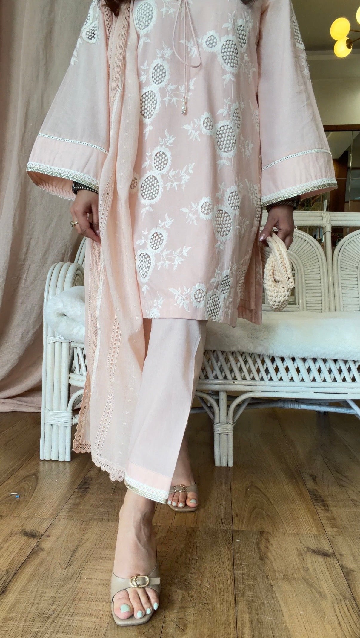 BLUSH PINK CUTWORK SET