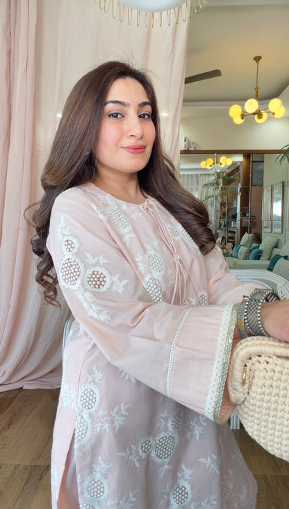 BLUSH PINK CUTWORK SET