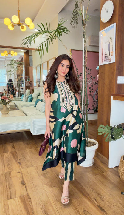 Emerald Bloom Printed Kurta Set