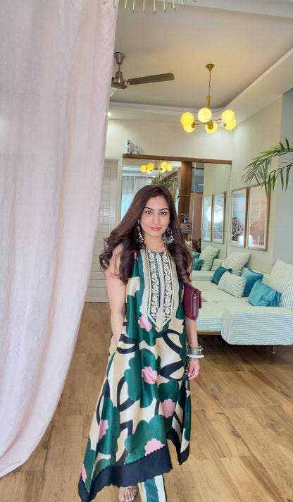 Emerald Bloom Printed Kurta Set