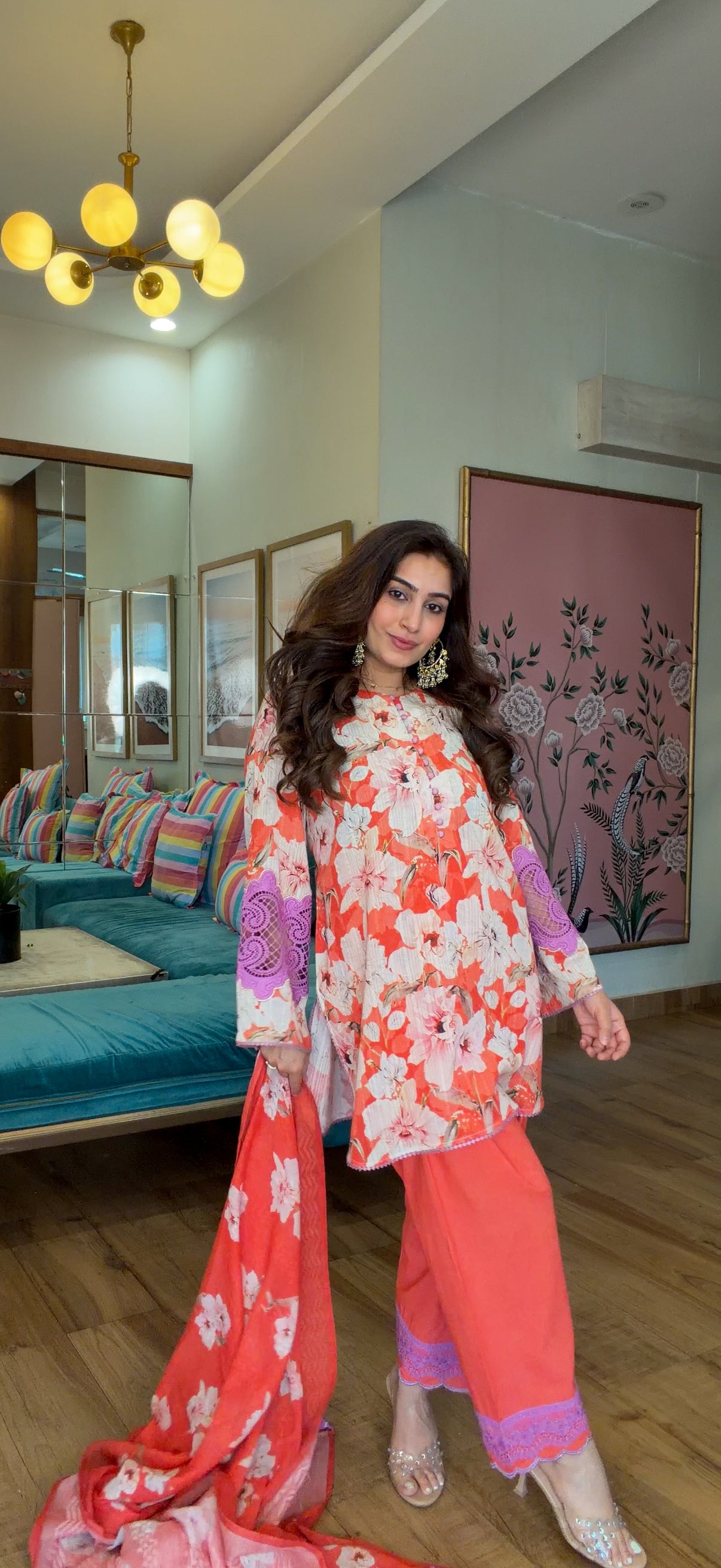 Valley of Flowers – Coral Bloom Suit Set