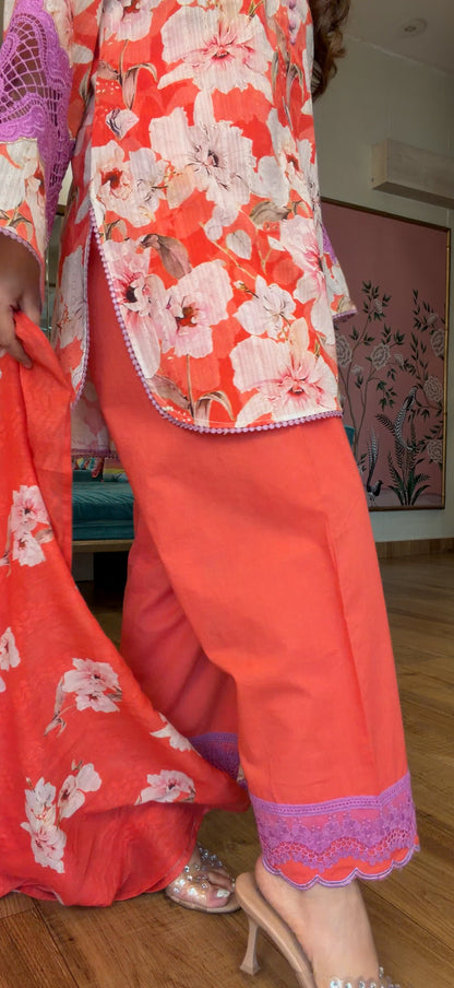 Valley of Flowers – Coral Bloom Suit Set