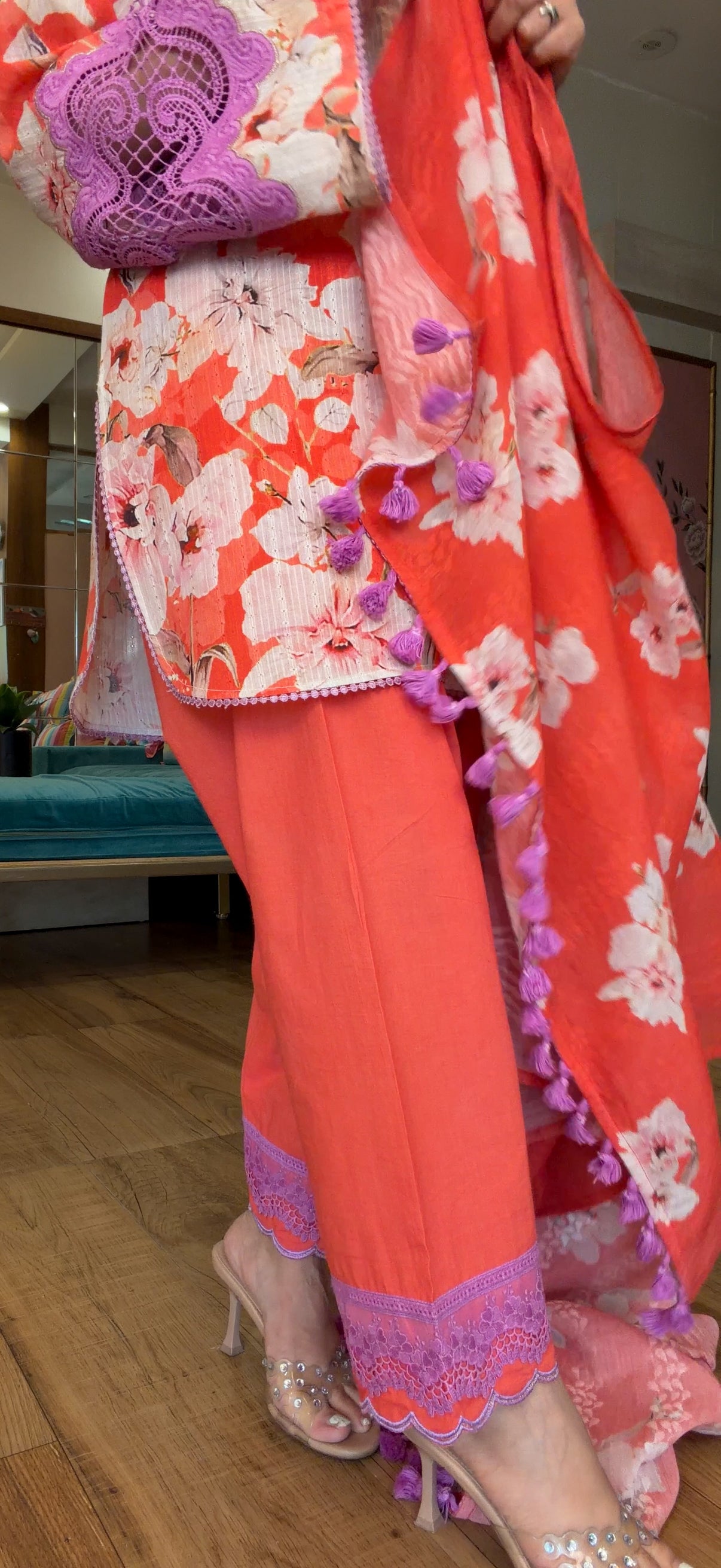 Valley of Flowers – Coral Bloom Suit Set