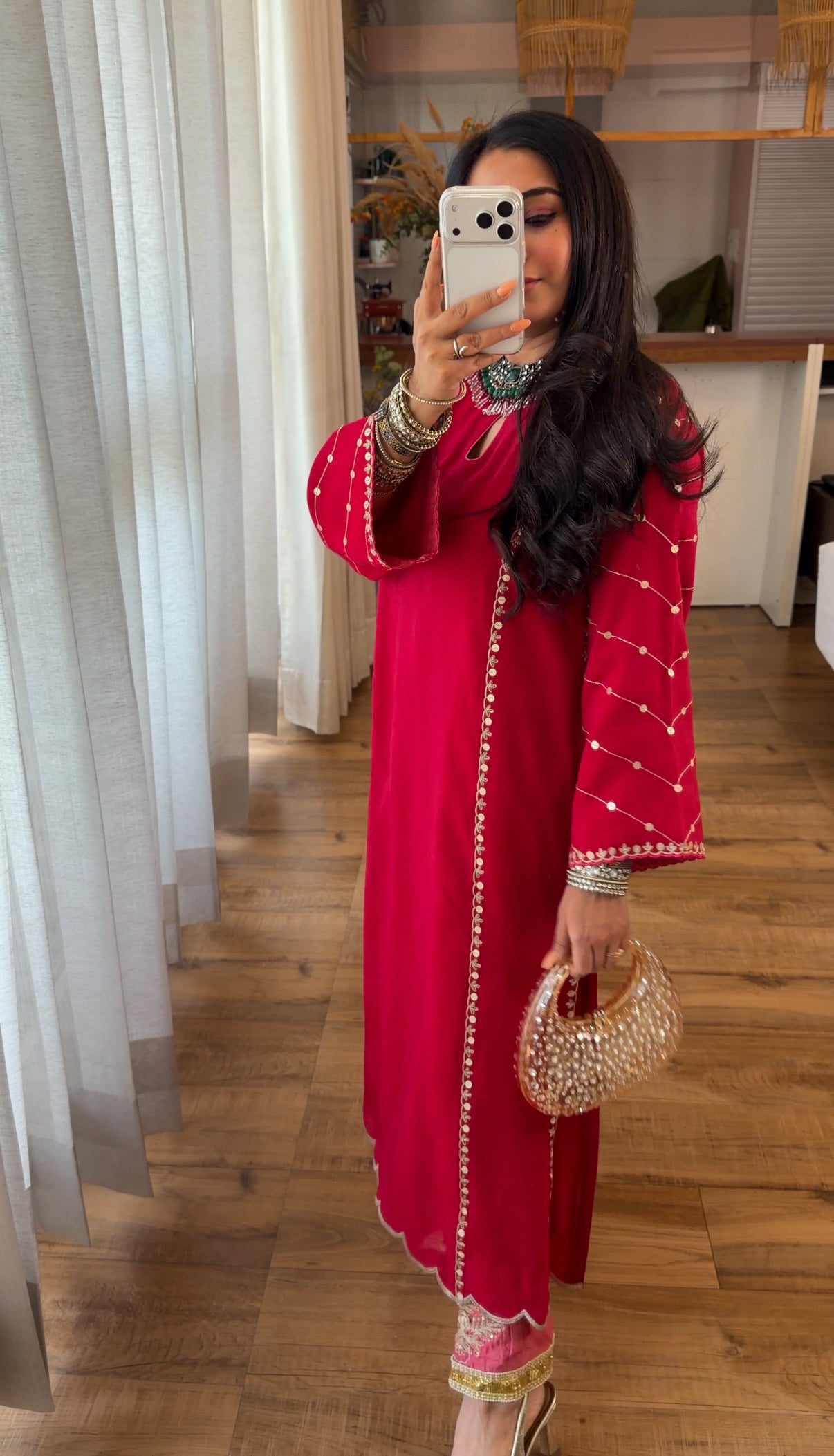 Crimson Zari Kurta Set