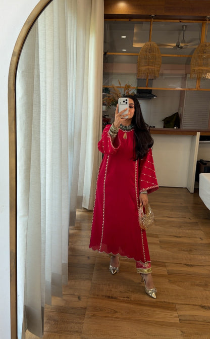 Crimson Zari Kurta Set
