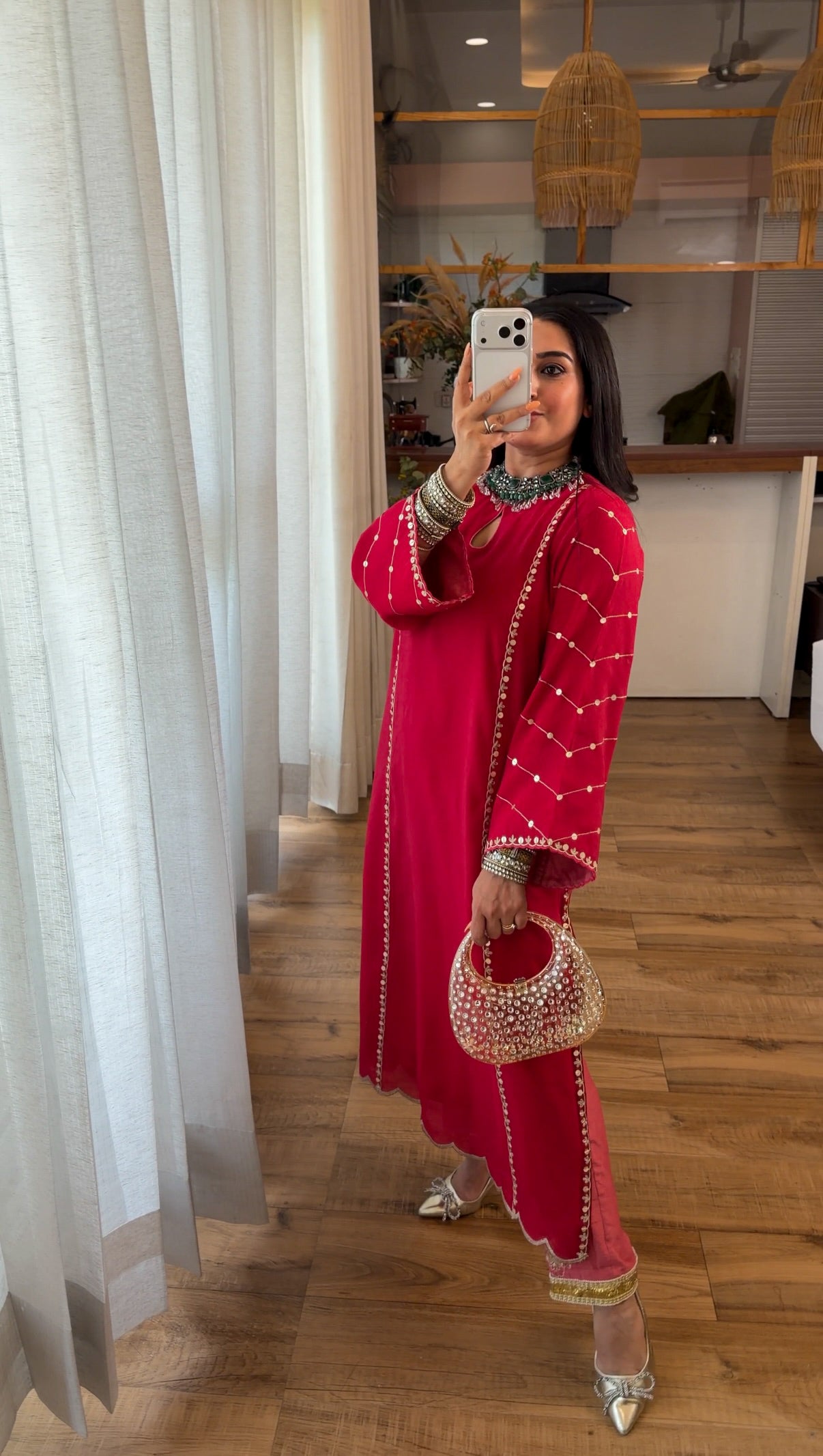 Crimson Zari Kurta Set