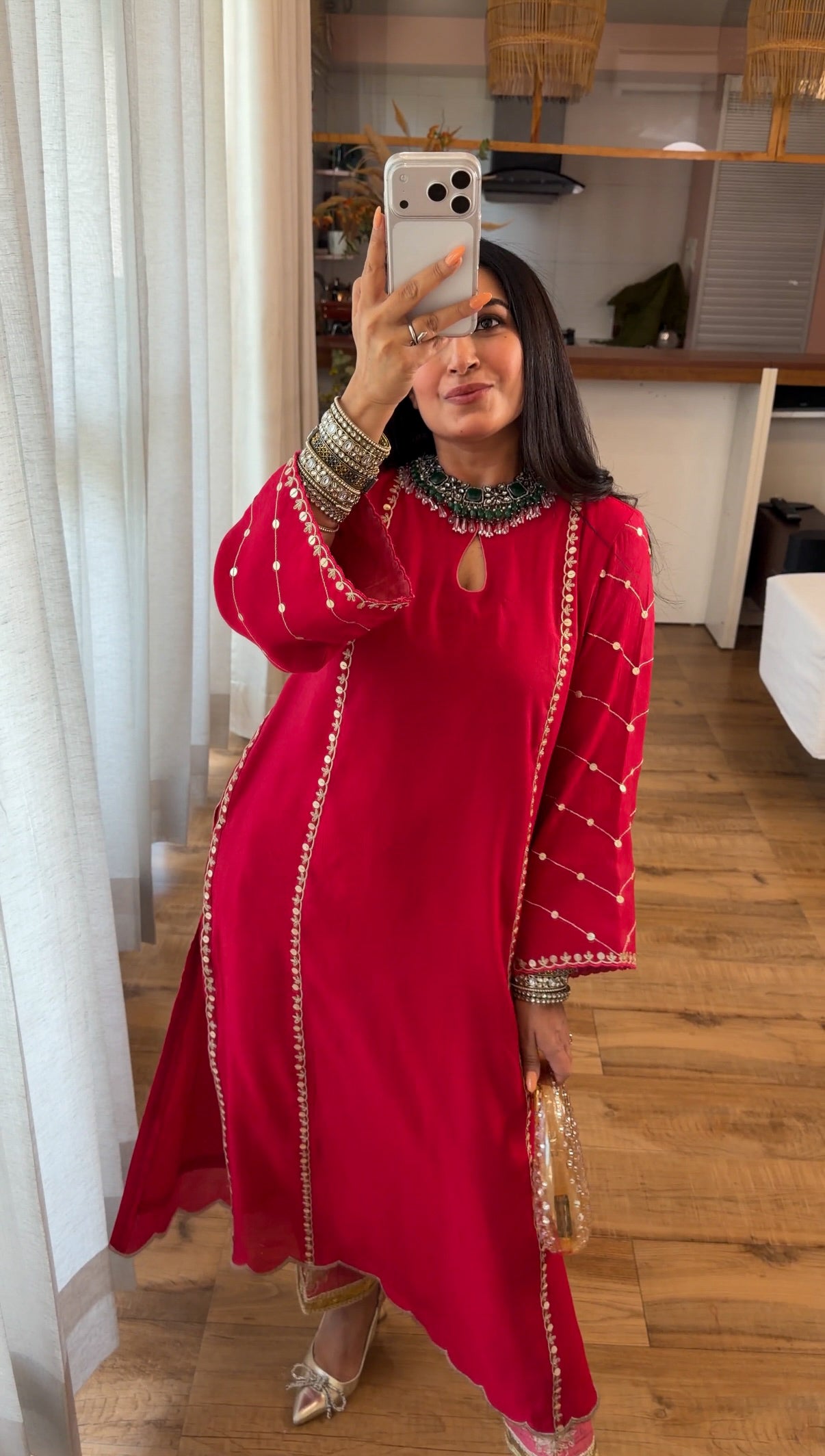 Crimson Zari Kurta Set