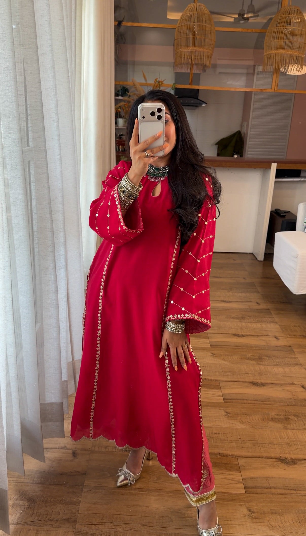 Crimson Zari Kurta Set
