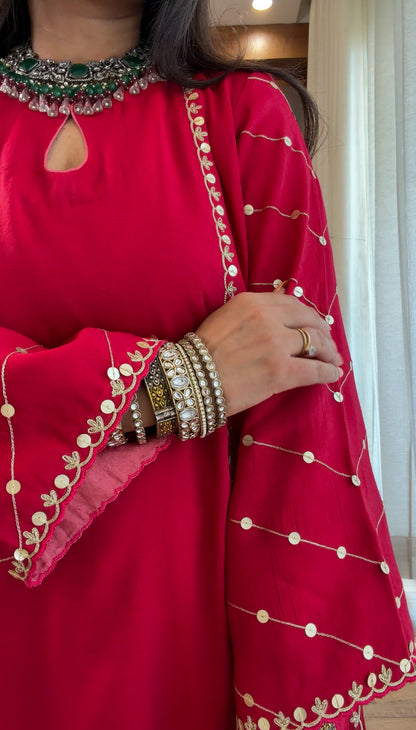 Crimson Zari Kurta Set
