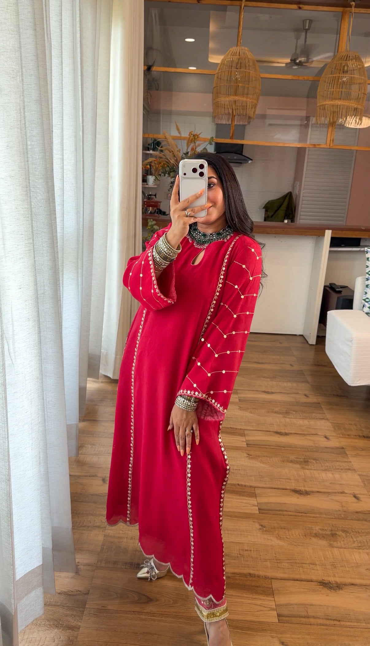 Crimson Zari Kurta Set