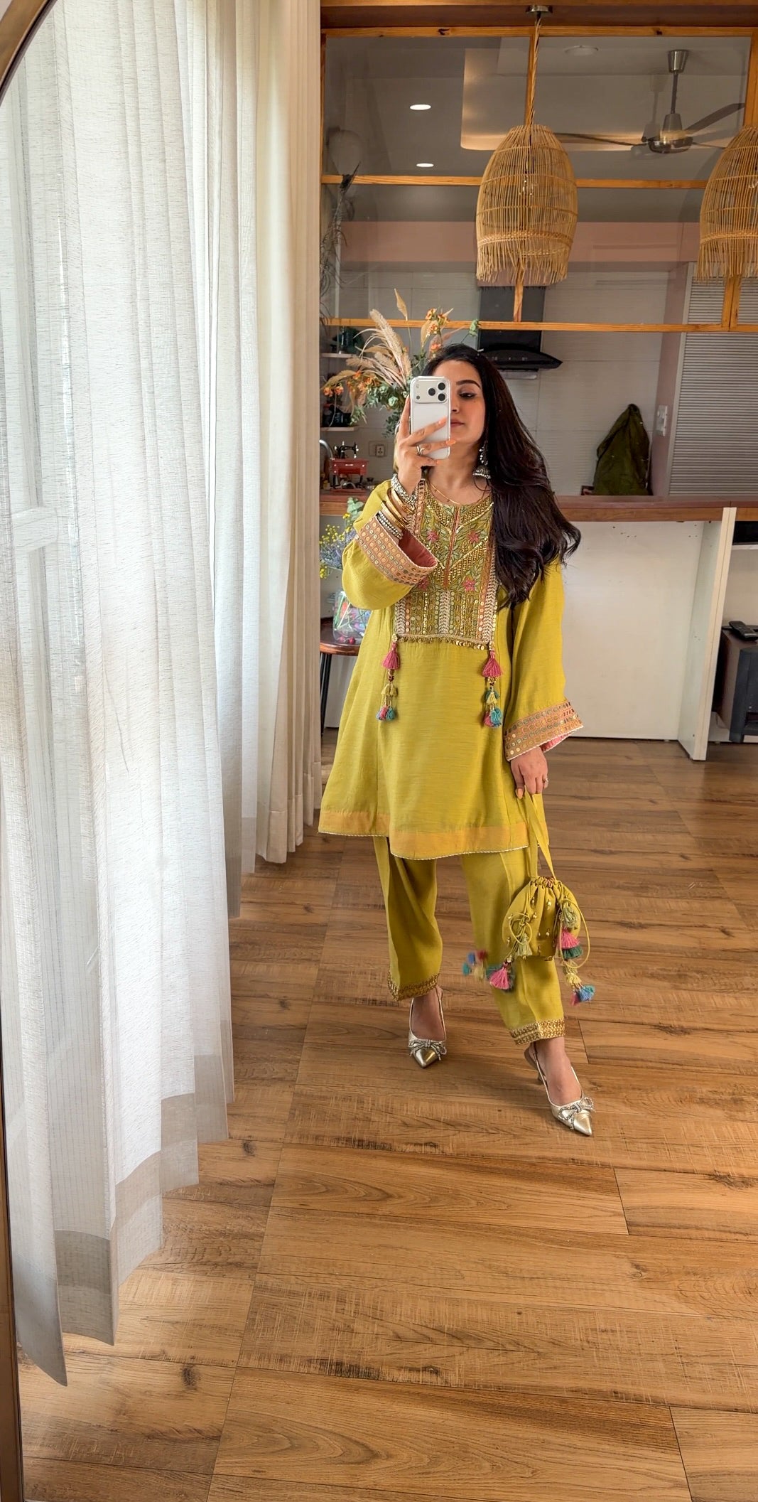 Lime Haze — Hand Embroidered Kurta Set