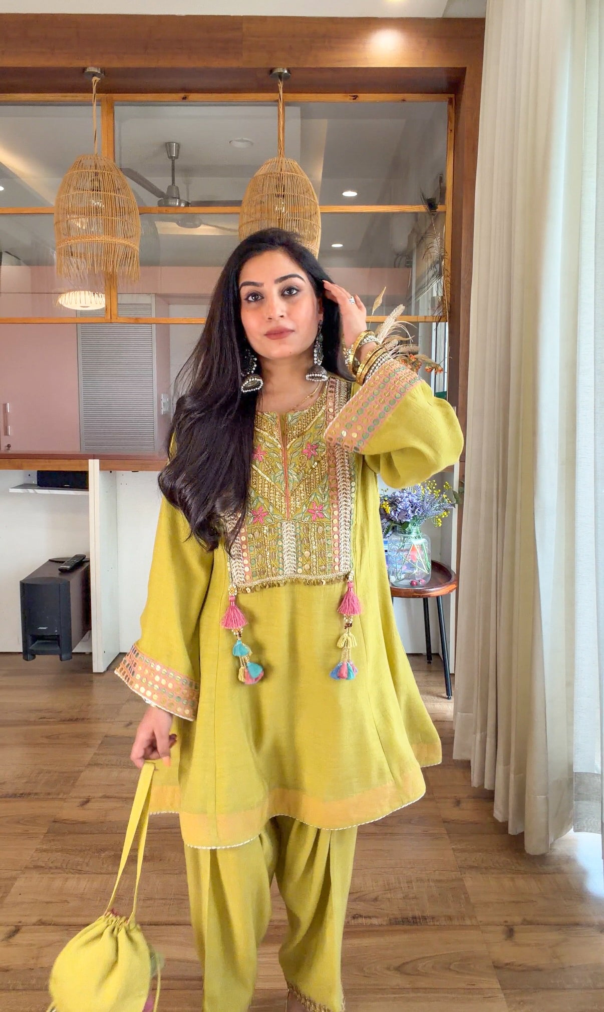 Lime Haze — Hand Embroidered Kurta Set