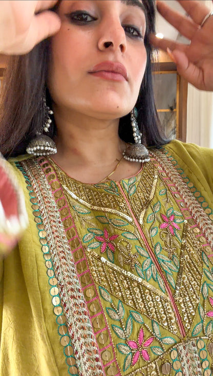 Lime Haze — Hand Embroidered Kurta Set