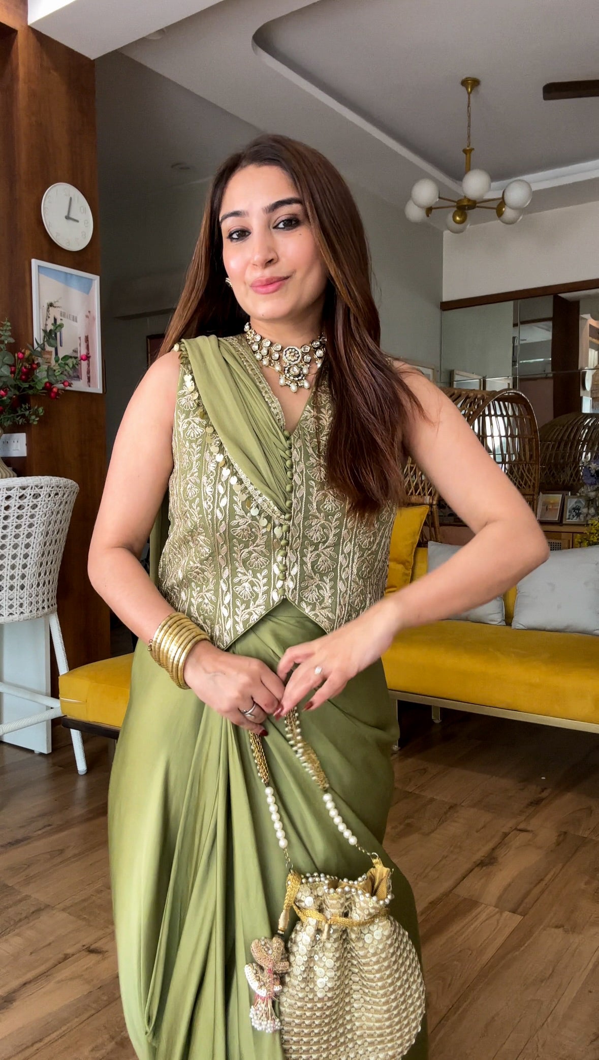 Olive Drape Gota Set – Roop by Rania