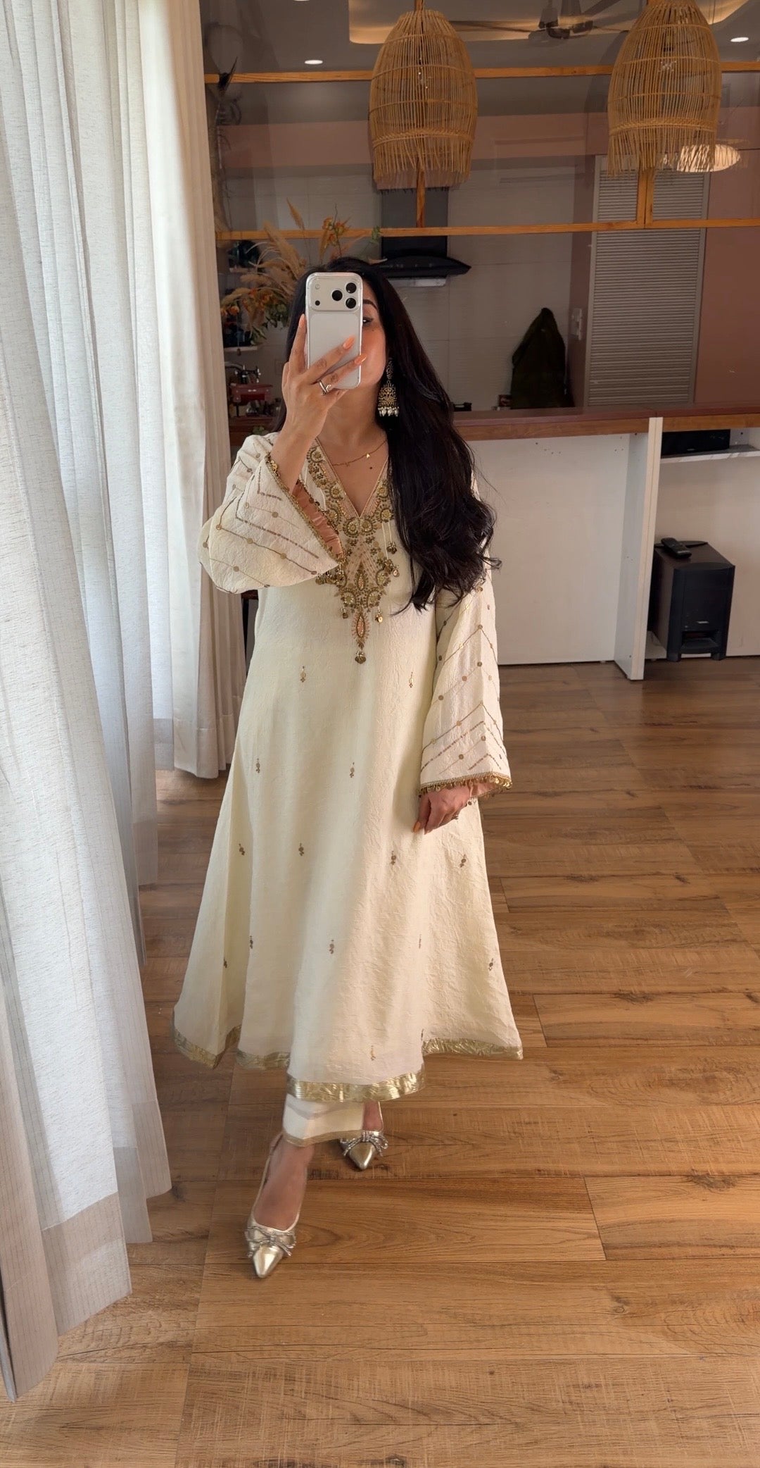 Ivory Coin&Sequin Embroidered Kurta Set