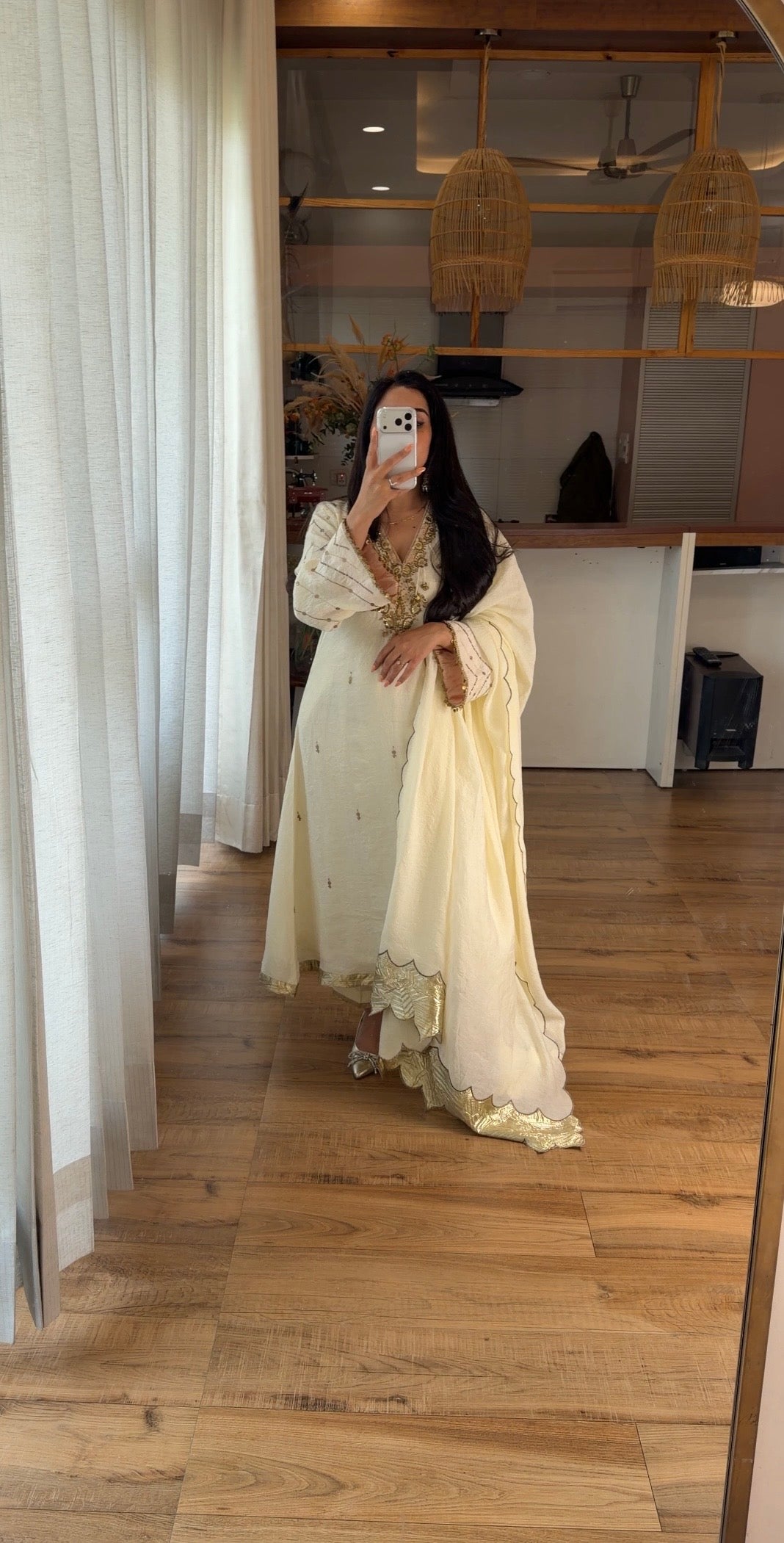 Ivory Coin&Sequin Embroidered Kurta Set