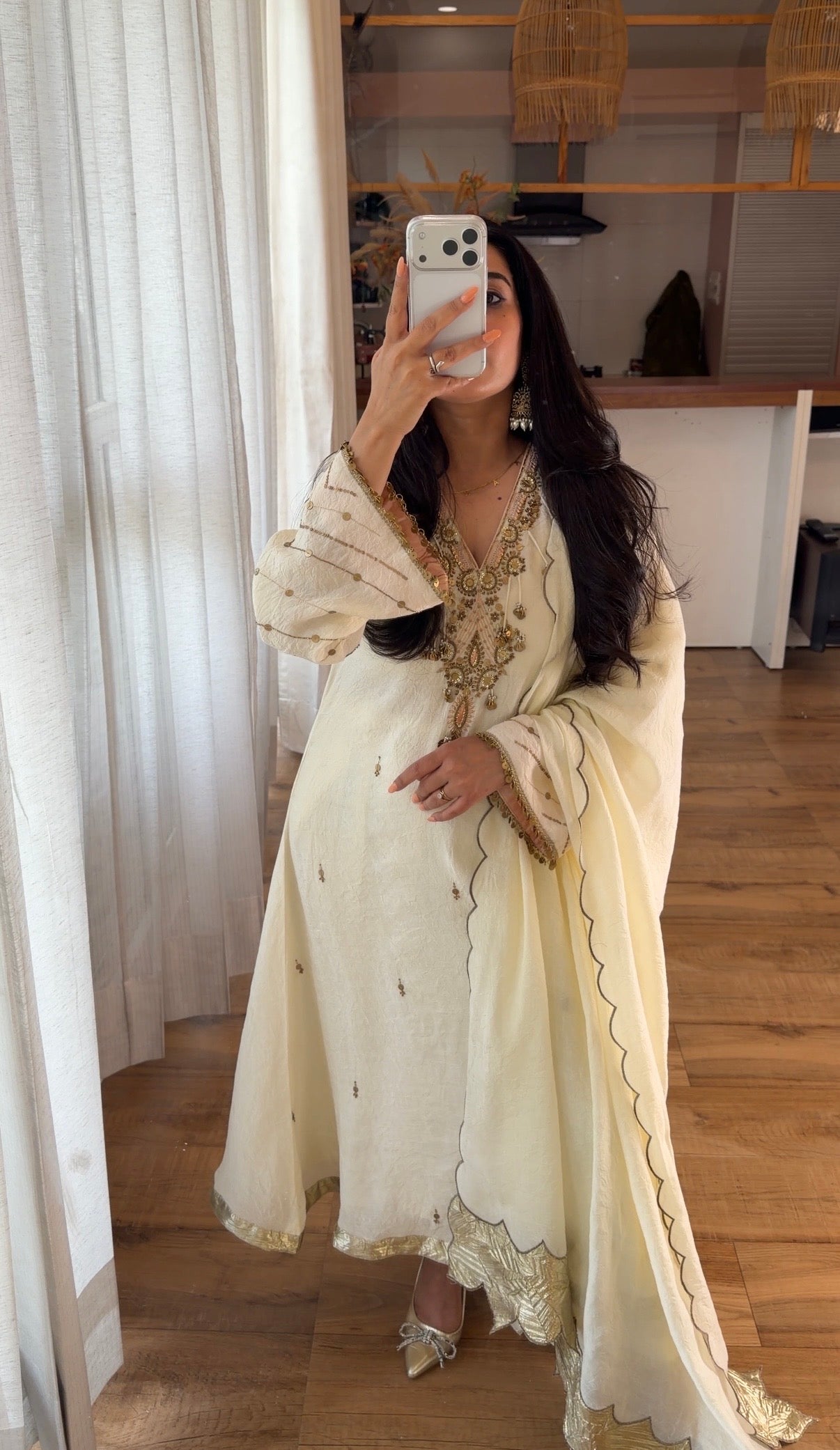 Ivory Coin&Sequin Embroidered Kurta Set