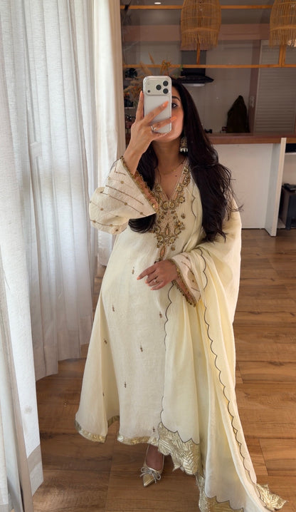 Ivory Coin&Sequin Embroidered Kurta Set