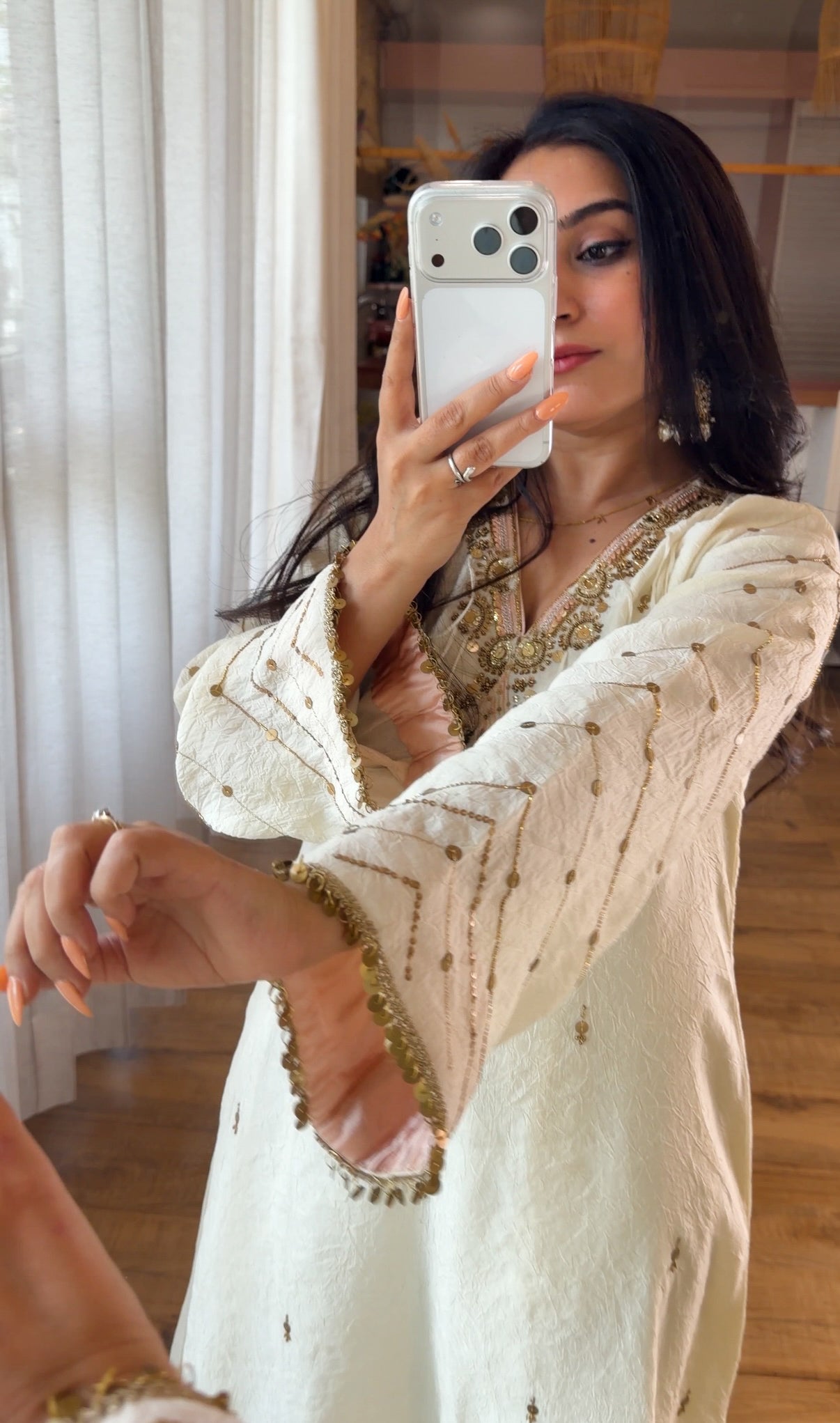 Ivory Coin&Sequin Embroidered Kurta Set