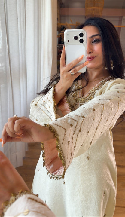 Ivory Coin&Sequin Embroidered Kurta Set