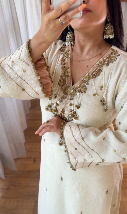 Ivory Coin&Sequin Embroidered Kurta Set