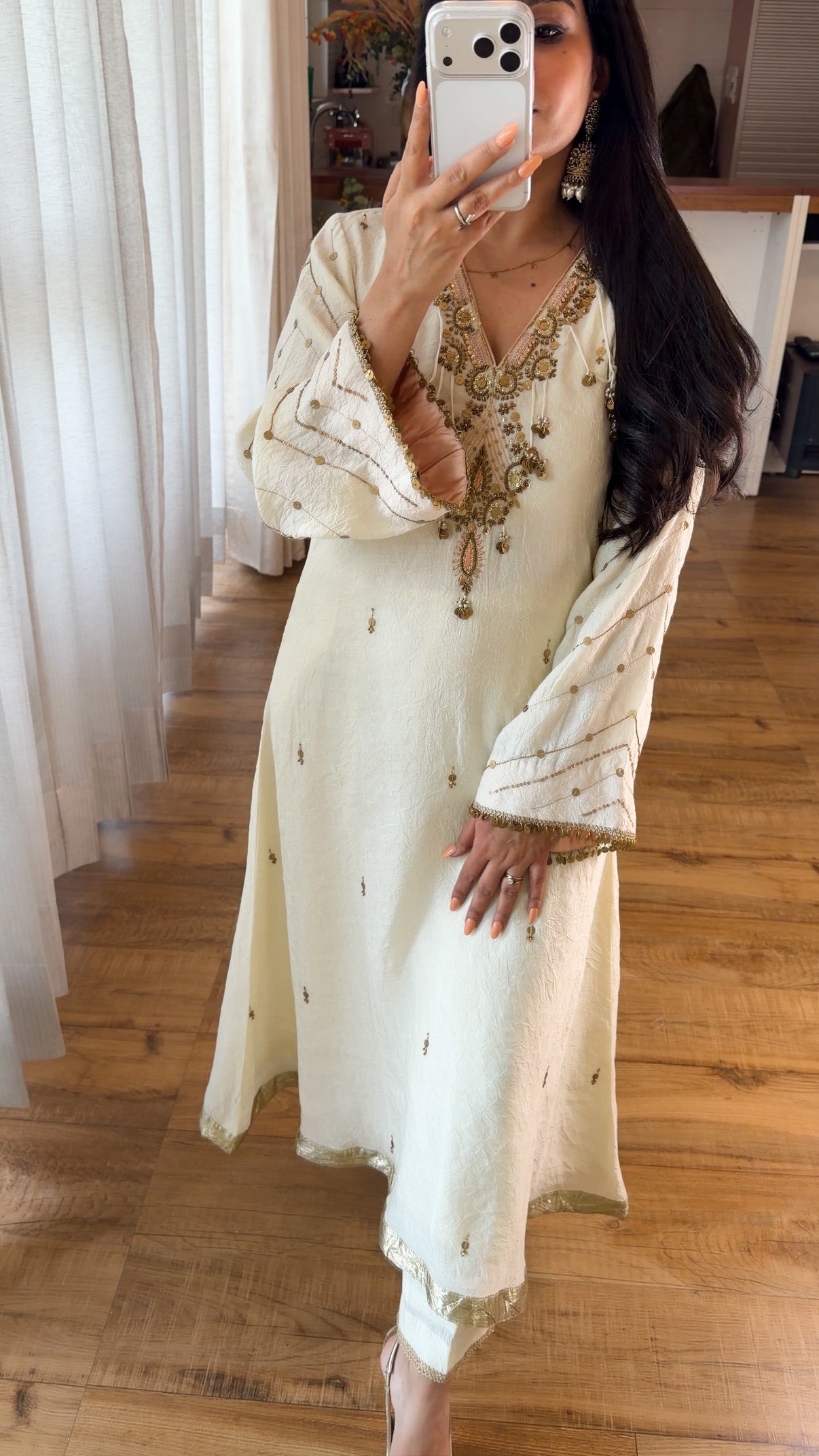 Ivory Coin&Sequin Embroidered Kurta Set