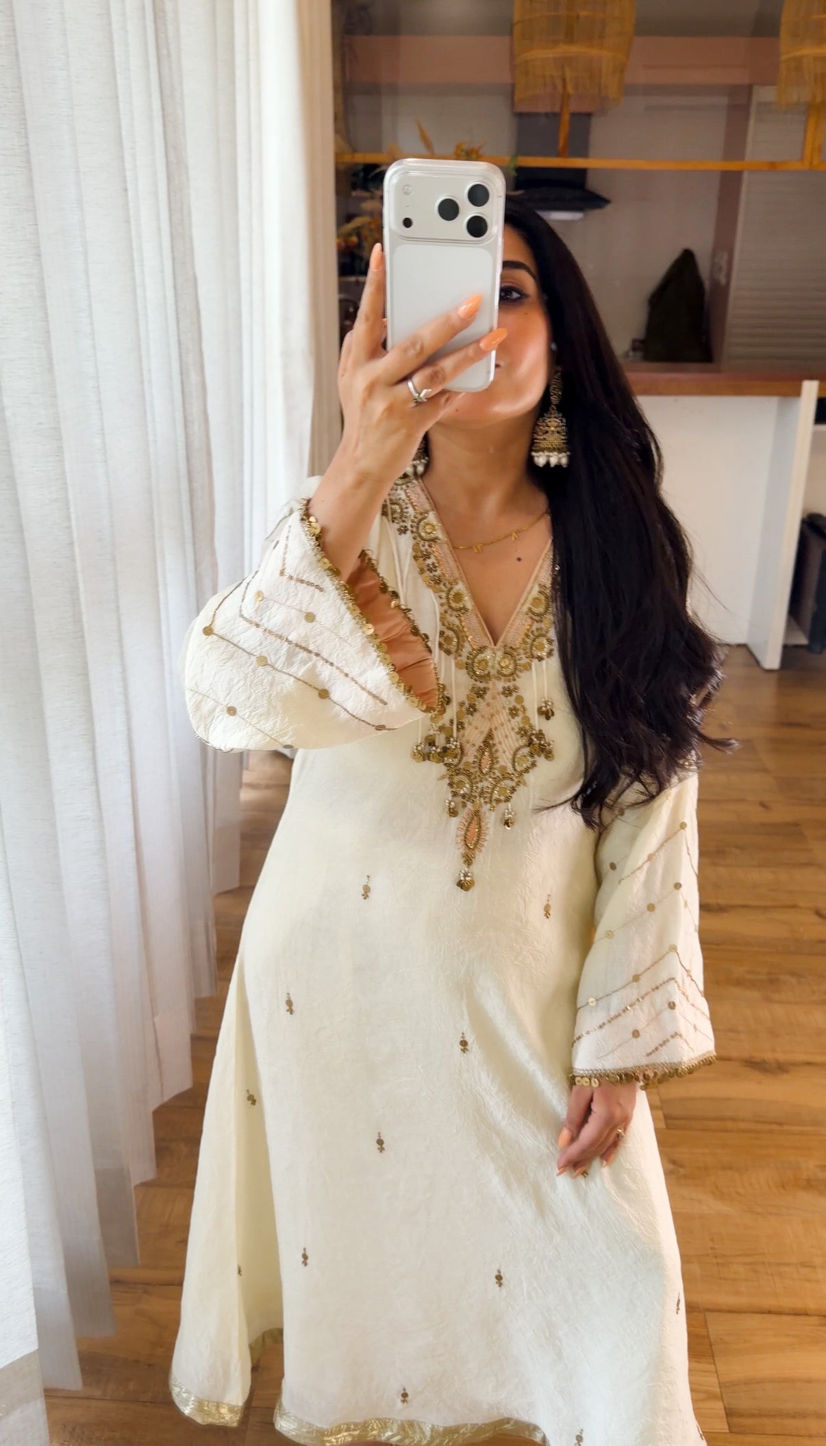 Ivory Coin&Sequin Embroidered Kurta Set