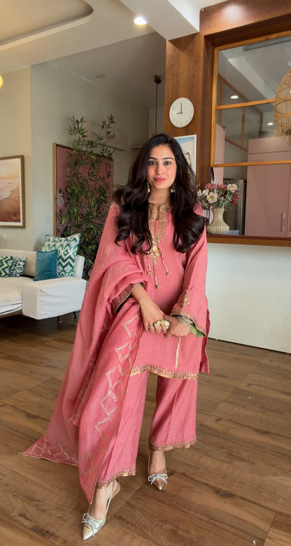 Rose Coin & Sequin Embroidered Kurta Set