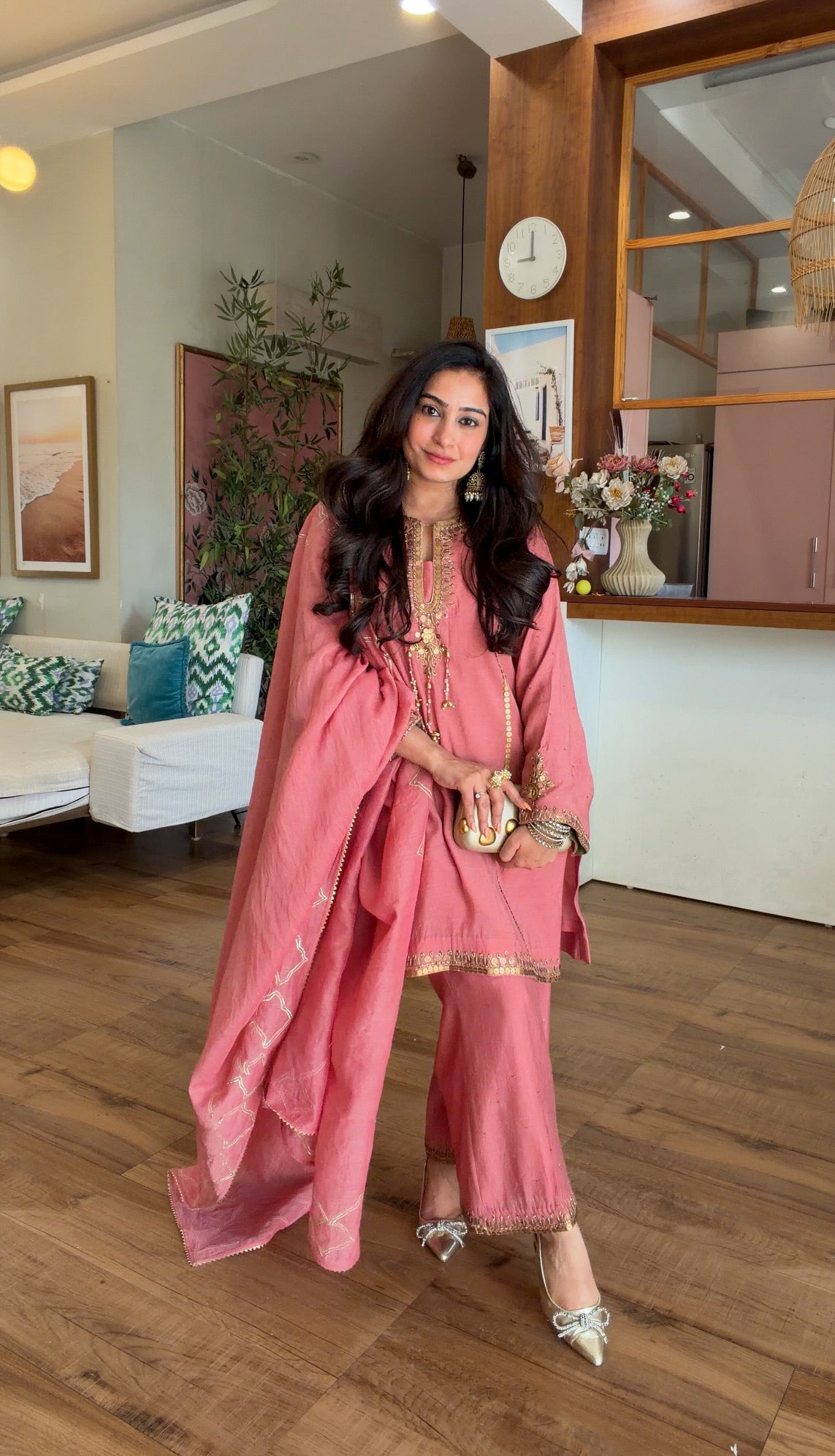 Rose Coin & Sequin Embroidered Kurta Set
