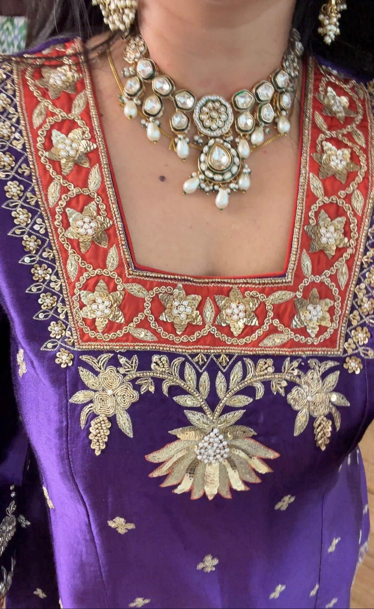 PURPLE HAND EMBROIDERED KURTA SET