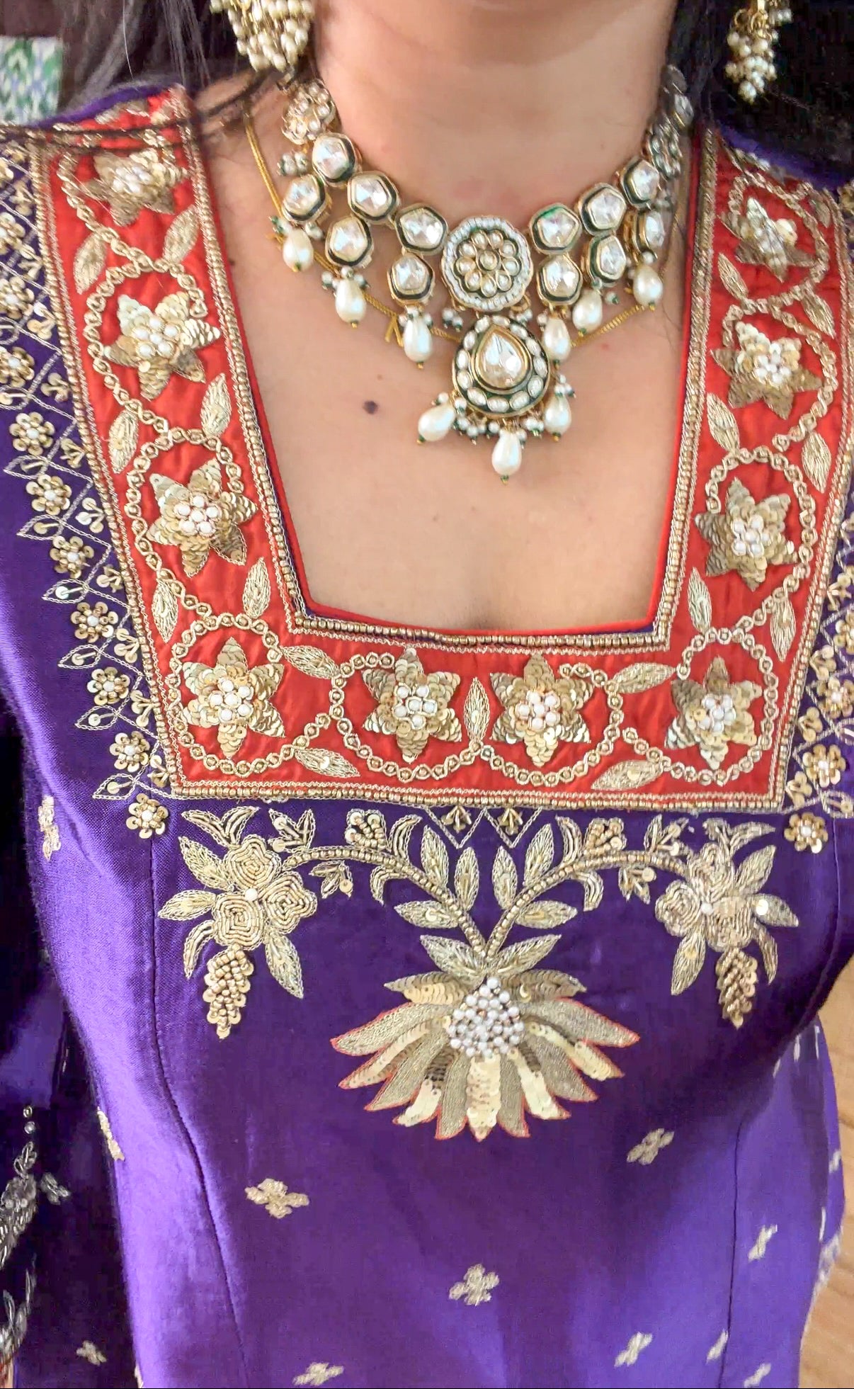 PURPLE HAND EMBROIDERED KURTA SET
