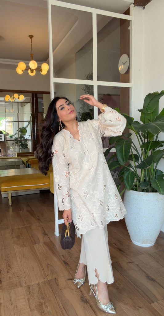 The Ivory Schiffli Kurta Set